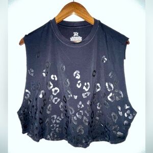 NWT Cut the Frills Leopard Print Muscle Tank Crop Top‎ One Size